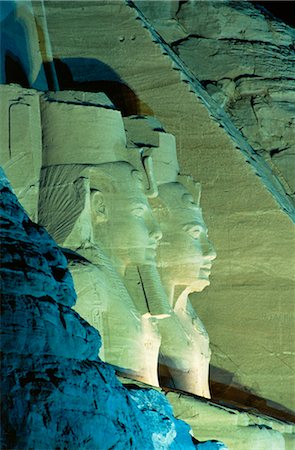 Temple of Ramasses (Ramses) II (Ramses the Great), at night, Abu Simbel, UNESCO World Heritage Site, Nubia, Egypt, North Africa, Africa Fotografie stock - Rights-Managed, Codice: 841-02714070