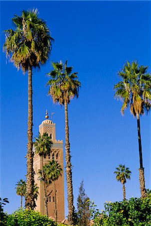 Minaret de la Koutoubia, Marrakech (Marrakech), Maroc, Afrique Photographie de stock - Rights-Managed, Code: 841-02714327