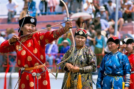 Archery contest, Naadam festival, Oulaan Bator (Ulaan Baatar), Mongolia, Central Asia, Asia Foto de stock - Con derechos protegidos, Código: 841-02714367