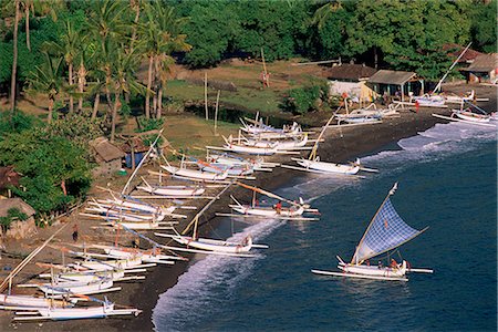 simsearch:841-02824758,k - Outrigger canoes on Amed beach, Bali, Indonesia, Asia Foto de stock - Con derechos protegidos, Código: 841-02714413