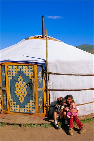 Campement de nomades, vallée de l'Orkhon, Övörkhangaï, Mongolie Photographie de stock - Rights-Managed, Code: 841-02714699