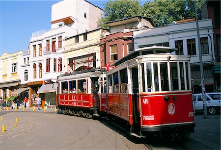 Trams on Istikal Cad, Beyoglu quarter, Istanbul, Turkey, Europe Stock Photo - Rights-Managed, Code: 841-02714713