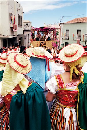 People wearing traditional dress during Corpus Christi celebration, La Orotava, Tenerife, Canary Islands, Spain, Atlantic, Europe Stock Photo - Rights-Managed, Code: 841-02714756