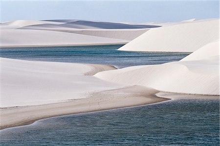 Sand dunes near Lagoa Bonita, Parque Nacional dos Lencois Maranhenses, Brazil, South America Stock Photo - Rights-Managed, Code: 841-02714758