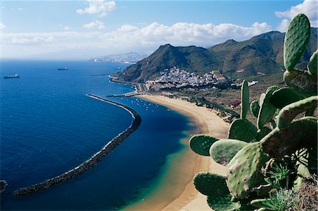 Aerial view of Playa de las Teresitas, Santa Cruz de Tenerife, Tenerife, Canary Islands, Spain, Atlantic, Europe Stock Photo - Rights-Managed, Code: 841-02715088