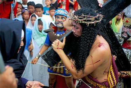 Christus der Kalvarienberg in Prozession, Morionnes, Osterinsel, Marinduque, Philippinen, Südostasien, Asien Stockbilder - Lizenzpflichtiges, Bildnummer: 841-02715488