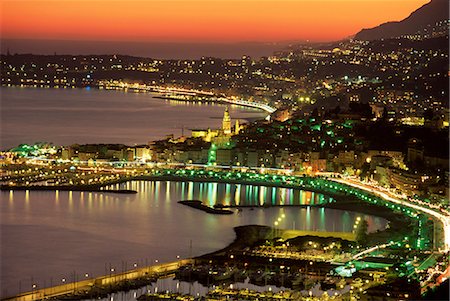 Late evening view over Menton, Alpes Maritimes, Provence, Cote d'Azur, French Riviera, France, Mediterranean, Europe Stock Photo - Rights-Managed, Code: 841-02717458