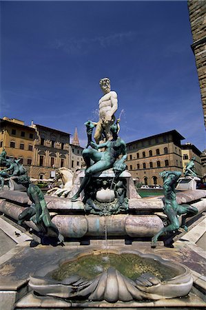 signoria square - Neptune fountain, Piazza della Signoria, Florence, UNESCO World Heritage Site, Tuscany, Italy, Europe Stock Photo - Rights-Managed, Code: 841-02717495