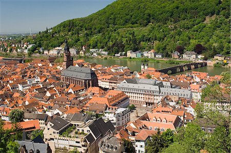 Vue depuis le château de la vieille ville et la rivière Neckar, Heidelberg, Bade-Wurtemberg, Allemagne, Europe Photographie de stock - Rights-Managed, Code: 841-02718023