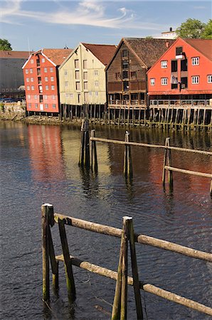 Merchants warehouses along the Nidelva, Trondheim, Norway, Scandinavia, Europe Stock Photo - Rights-Managed, Code: 841-02718038