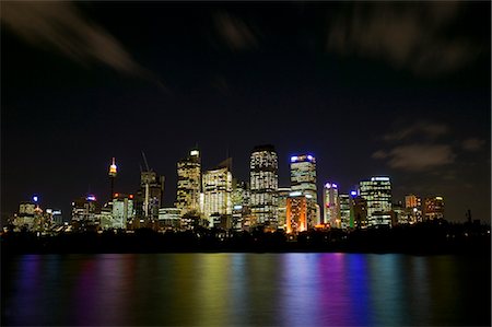 sydney tower - Downtown Sydney, Sydney by Night, New South Wales, Sydney, Australia Stock Photo - Rights-Managed, Code: 841-02718145