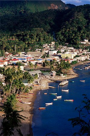 soufriere - View over Soufriere, St. Lucia, Windward Islands, West Indies, Caribbean, Central America Fotografie stock - Rights-Managed, Codice: 841-02718382