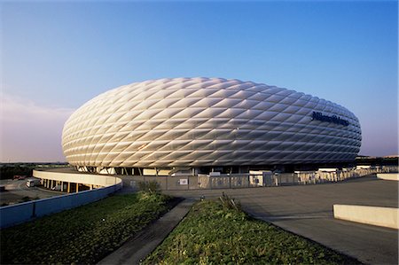 stadium in germany - The Allianz Arena football stadium, which will host the opening match of the 2006 World Cup, Munich, Bavaria, Germany, Europe Stock Photo - Rights-Managed, Code: 841-02718409