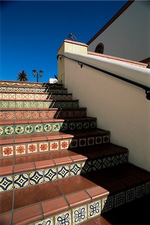 santa barbara usa - Tile stairs in shopping center, Santa Barbara, California, United States of America (U.S.A.), North America Stock Photo - Rights-Managed, Code: 841-02718668