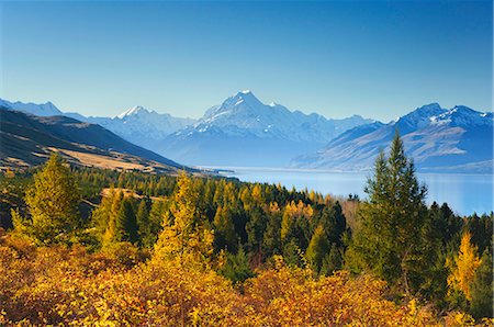 south island - Lac Pukaki et Mount Cook, Canterbury, île du Sud, Nouvelle-Zélande, Pacifique Photographie de stock - Rights-Managed, Code: 841-02719216