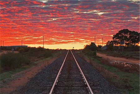 sunset train tracks - Railway tracks, Menindee, New South Wales, Australia, Pacific Stock Photo - Rights-Managed, Code: 841-02719261