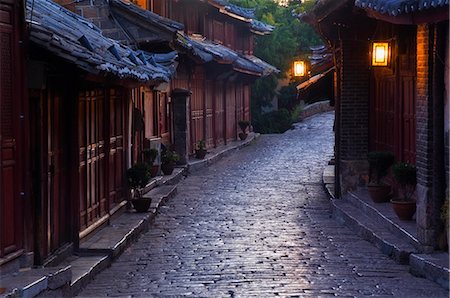 deserted street at night - Lijiang Old Town, UNESCO World Heritage Site, Lijiang, Yunnan Province, China, Asia Stock Photo - Rights-Managed, Code: 841-02719391