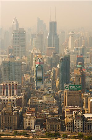 Aerial view from Oriental Pearl Tower of Huangpu District, Shanghai, China, Asia Foto de stock - Con derechos protegidos, Código: 841-02719432