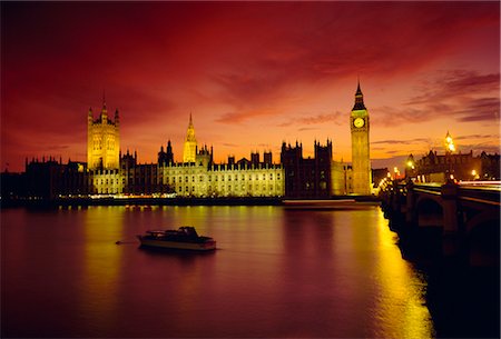 The River Thames and Houses of Parliament at night, London, England, UK Stock Photo - Rights-Managed, Code: 841-02710228