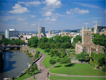 City centre from Castle Green, Bristol, Avon, England, United Kingdom, Europe Foto de stock - Con derechos protegidos, Código: 841-02710611