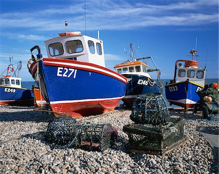 devon county - Fishing boats on the beach at Beer in Devon, England, United Kingdom, Europe Foto de stock - Con derechos protegidos, Código: 841-02710692