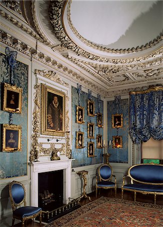 Blue Boudoir including a copy of Holbein's portrait of Henry VIII, Warwick Castle, Warwickshire, England, United Kingdom, Europe Stock Photo - Rights-Managed, Code: 841-02710904