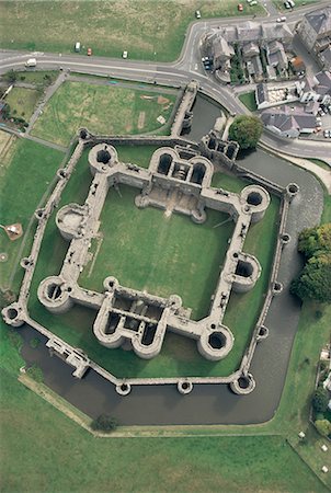 Aerial view of Beaumaris Castle, UNESCO World Heritage Site, Gwynedd, Wales, United Kingdom, Europe Stock Photo - Rights-Managed, Code: 841-02710918