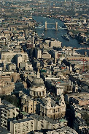 saint paul - Aerial view of St. Pauls Cathedral, Tower Bridge and the River Thames, London, England, United Kingdom, Europe Stock Photo - Rights-Managed, Code: 841-02710922