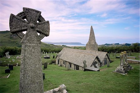 english countryside church - St. Enodoc, 14th century church near Trebetherick, where the poet Sir John Betjeman is buried, Cornwall, England, United Kingdom, Europe Stock Photo - Rights-Managed, Code: 841-02710972