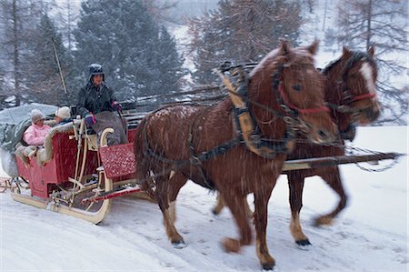 Horse drawn sleigh making for Pontressina in a snow storm, in Switzerland, Europe Stock Photo - Rights-Managed, Code: 841-02711012