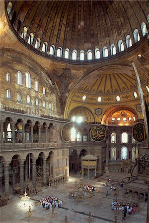 Intérieur de la mosquée de Santa Sofia, à l'origine une église Byzantine, patrimoine mondial UNESCO, Istanbul, Turquie, Europe Photographie de stock - Rights-Managed, Code: 841-02711036