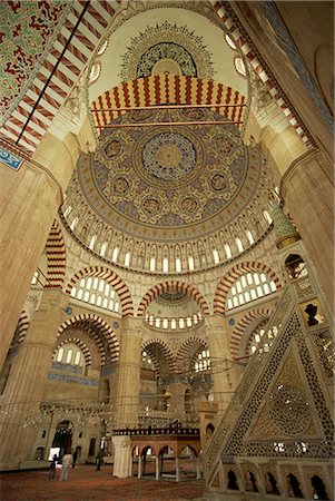 Intérieur de la mosquée Selimiye à Edirne, Anatolie, Turquie, Asie mineure, Eurasia Photographie de stock - Rights-Managed, Code: 841-02711046