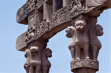 Detail of torana (gateway), Sanchi, UNESCO World Heritage Site, near Bhopal, Madhya Pradesh state, India, Asia Stock Photo - Rights-Managed, Code: 841-02711078