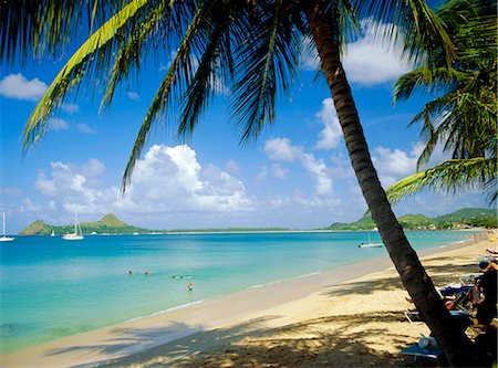 playa reduit - Reduit Beach, St. Lucia, West Indies Foto de stock - Con derechos protegidos, Código: 841-02711142