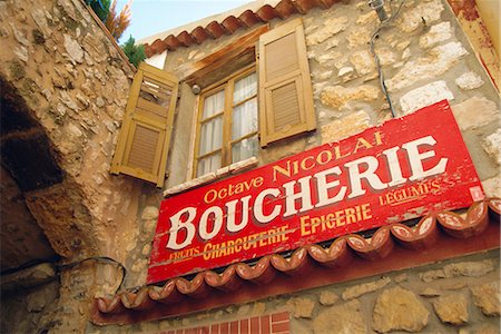 st agnes - Butcher's shop sign, St. Agnes, Cote d'Azur, Provence, France, Europe Stock Photo - Rights-Managed, Code: 841-02711376