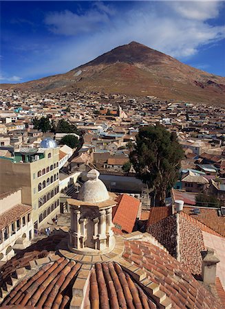 potosi - View of the town of Cerro Rico from the roof of the Covento de San Francisco in Potosi, Bolivia, South America Foto de stock - Con derechos protegidos, Código: 841-02711589