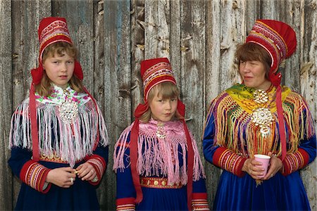 Portrait of Sami girls and woman, Lapps, in traditional costume for indigenous tribes meeting, at Karesuando, Sweden, Scandinavia, Europe Stock Photo - Rights-Managed, Code: 841-02711648