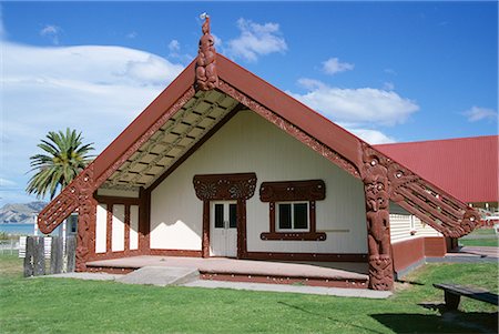 Centre religieux Maori traditionnelle, Gisborne, côte est, North Island, Nouvelle-Zélande, Pacifique Photographie de stock - Rights-Managed, Code: 841-02711712