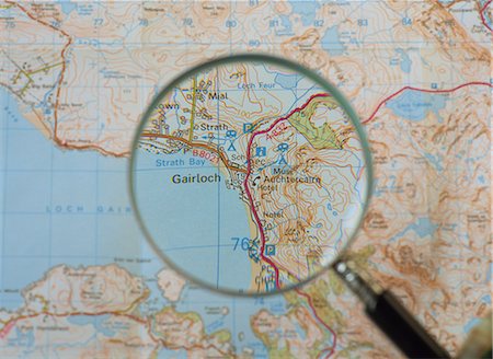 Magnifying glass above an Ordnance Survey map, Scotland, United Kingdom, Europe Stock Photo - Rights-Managed, Code: 841-02711810