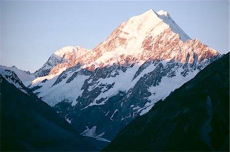simsearch:841-03067280,k - Mount Cook dans le soleil couchant, Parc National du mont Cook, Canterbury, Alpes du Sud, île du Sud, Nouvelle-Zélande, Pacifique Photographie de stock - Rights-Managed, Code: 841-02711919