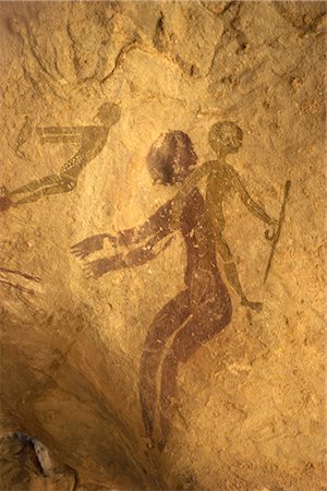 Rock paintings of decorated woman and children on cave, Tassili n'Ajjer, UNESCO World Heritage Site, Algeria, North Africa, Africa Foto de stock - Con derechos protegidos, Código: 841-02711911