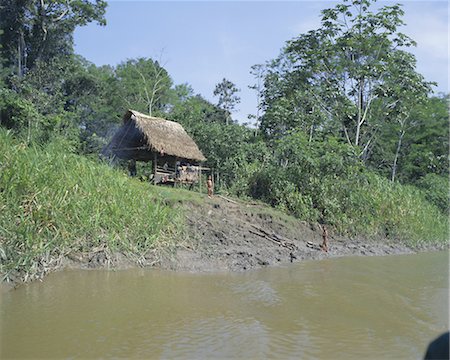straw huts - River bank settlement, Amazon, Peru, South America Stock Photo - Rights-Managed, Code: 841-02712097