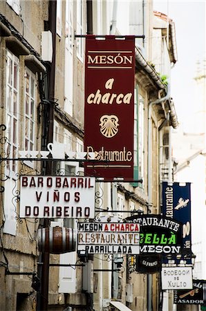santiago de compostela - View of Rua Do Franco, a street famous for its restaurants, Santiago de Compostela, Galicia, Spain, Europe Stock Photo - Rights-Managed, Code: 841-02712578