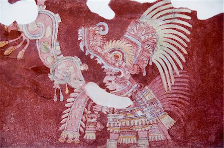 Murals at Teotihuacan, site dating from 150AD to 600AD and later used by the Aztecs, UNESCO World Heritage Site, north of Mexico City, Mexico, North America Stock Photo - Rights-Managed, Code: 841-02712585