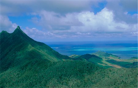 Aerial view of the east coat, island of Mauritius, Indian Ocean, Africa Stock Photo - Rights-Managed, Code: 841-02712972