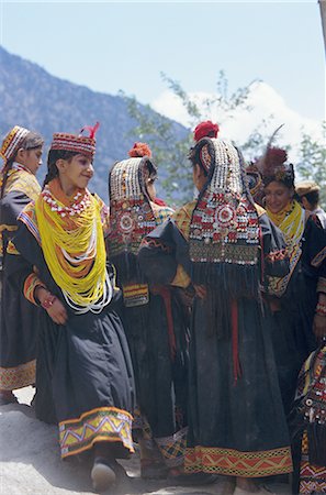 Group of Kalash women in traditional dress, Bumburet village, Chitral Valley, Pakistan, Asia Stock Photo - Rights-Managed, Code: 841-02713072