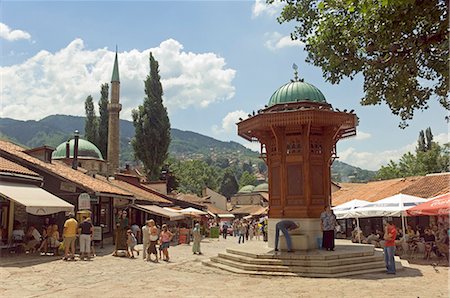 Fontaine de Sebilj, Bascarsija marché, Sarajevo, Bosnie, Bosnie-Herzégovine, Europe Photographie de stock - Rights-Managed, Code: 841-02713103