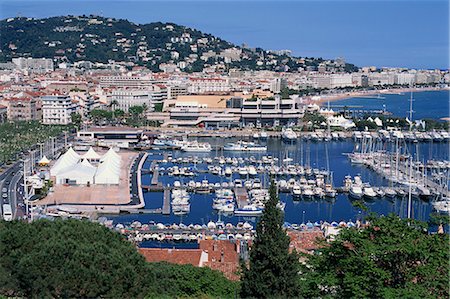 provence harbour - Aerial view over Le Suquet and boats in the harbour, old town, Cannes, Alpes Maritimes, Cote d'Azur, French Riviera, Provence, France, Mediterranean, Europe Stock Photo - Rights-Managed, Code: 841-02713140