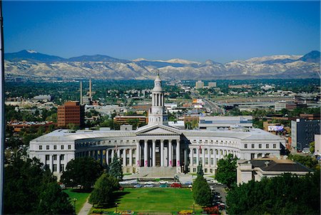 The Civic Center and Rockies beyond, Denver, Colorado, United States of America Stock Photo - Rights-Managed, Code: 841-02713285