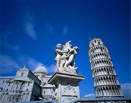 Statue, Leaning Tower and Duomo, UNESCO World Heritage Site, Pisa, Tuscany, Italy, Europe Stock Photo - Rights-Managed, Code: 841-02713303